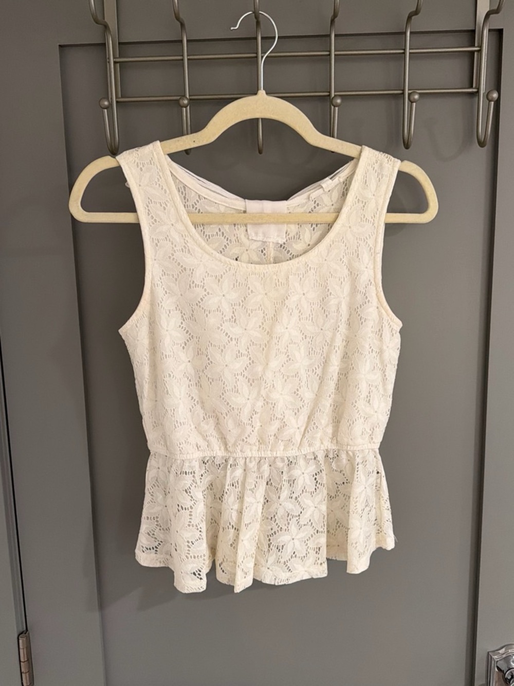 Mine White Lace Peplum Tank